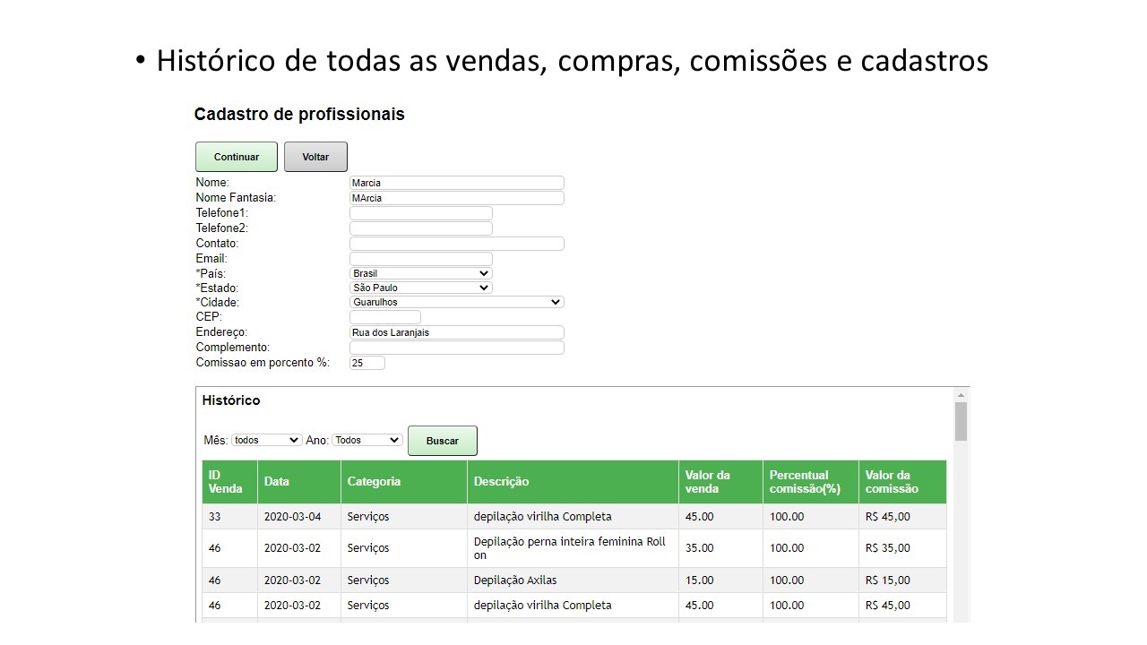 Sistema online para cadastros